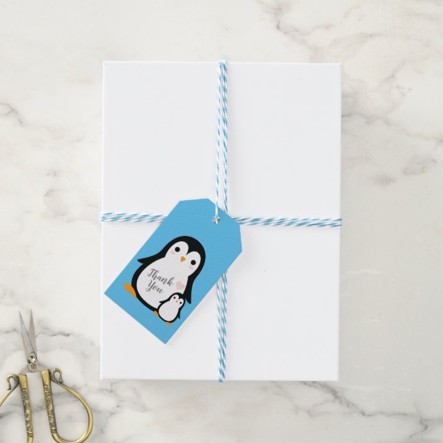Etiquetas Para Regalos Penguin Baby Shower (Con cuerda)
