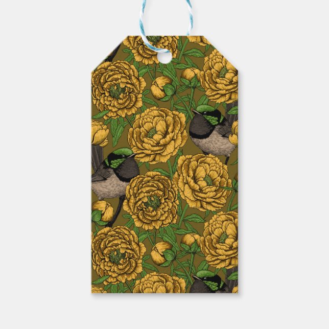 Etiquetas Para Regalos Peonies y wrens (Anverso)