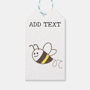 Etiquetas Para Regalos Pequeña Abeja volando Baby Shower blanco