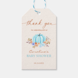 Etiquetas Para Regalos Pequeña calabaza Baby Shower Blue Boy