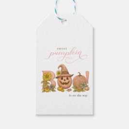 Etiquetas Para Regalos Pequeña calabaza Sweet Little Patch con flores en 