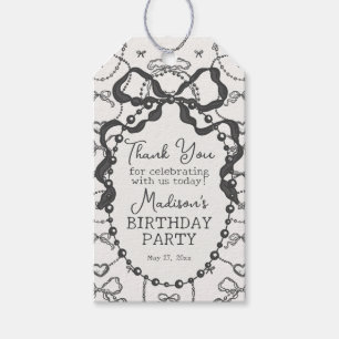 Etiquetas Para Regalos Pequeña Coqueta Negra Perla Bow Baby Shower Favor