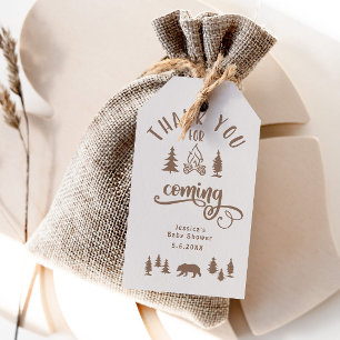 Etiquetas Para Regalos Pequeña ducha de bebé de madera marrón de camello