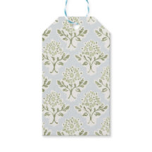 Pequeña Floral Impresa en Bloque Verde, Azul Claro