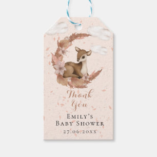 Etiquetas Para Regalos Pequeño Bambi con flores luna creciente y nubes