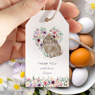 Etiquetas Para Regalos Pequeño conejito Floral Amor Corazón Gracias