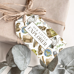 Etiquetas Para Regalos Pequeño Explorador Personalizado neutral favor y