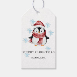 Etiquetas Para Regalos Pequeño y lindo pingüino Navidad personalizado