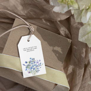 Etiquetas Para Regalos Periwinkle Wildflower Elegante Favor de la boda fl