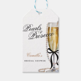 Etiquetas Para Regalos Perlas y Prosecco Black Bow Bridal Shower