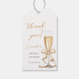 Etiquetas Para Regalos Perlas y Prosecco con Lazo para Despedida de Solte
