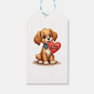 Etiquetas Para Regalos Perrito vintage retro del día de San Valentín