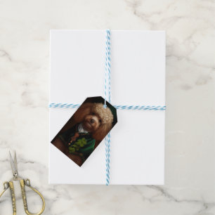 Etiquetas Para Regalos Perro Caniche con Ropa del Día de San Patricio