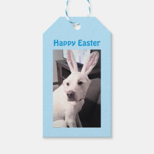 Etiquetas Para Regalos Perro de Cachorro Blanco Con Cachorro De Pascua Az