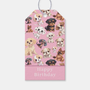 Etiquetas Para Regalos Perro de cachorro dulce cumpleaños rosado