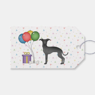 Etiquetas Para Regalos Perro de dibujos animados galgo italiano negro Fel