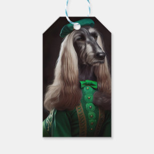 Etiquetas Para Regalos perro de hound de afgania en el vestido del Día de