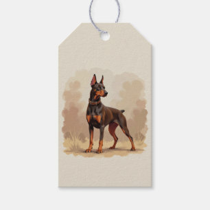 Etiquetas Para Regalos Perro Doberman Pinscher Marrón Óxido Rojo
