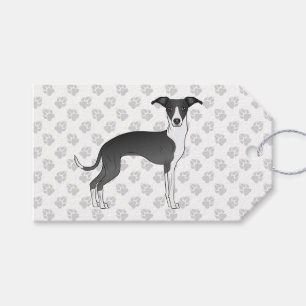 Etiquetas Para Regalos Perro Galgo Italiano Blanco Y Negro Con Patas