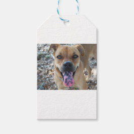 Etiquetas Para Regalos Perro marrón feliz con lengua manchada