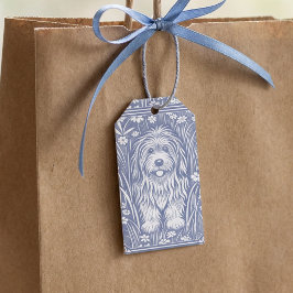 Etiquetas Para Regalos Perro revuelto dulce de algodón azul y blanco