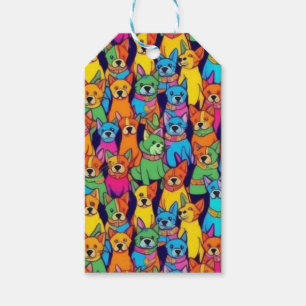 Etiquetas Para Regalos Perros alegres y coloridos, perros felices