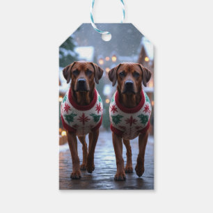 Etiquetas Para Regalos Perros Rhodesian Ridgeback Navidad Nieve Fiesta