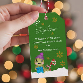 Etiquetas Para Regalos Personaje de Navidad con bastón de caramelo