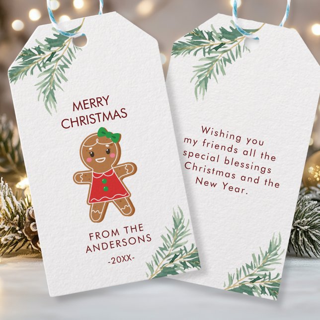 Etiquetas Para Regalos Personalisierte Weihnachts- Geschenkanhänger (Merry Christmas, Gingerbread - Girl - Cookie, Favor Tags.)