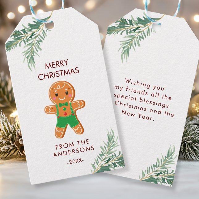 Etiquetas Para Regalos Personalisierte Weihnachts - Geschenkanhänger (Merry Christmas, Gingerbread Cookie Favor Tag with your name & greetings. )