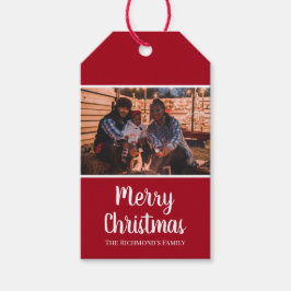 Etiquetas Para Regalos Personaliza tu foto en Navidades de marco rojo