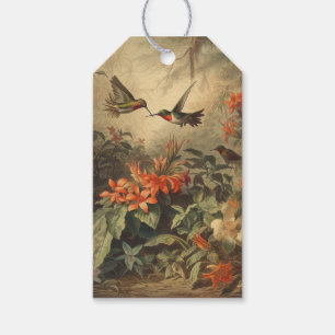 Etiquetas Para Regalos Personalizable de colibríes botánicos vintage