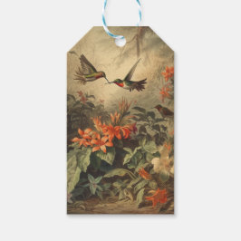 Etiquetas Para Regalos Personalizable de colibríes botánicos vintage