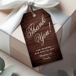 Etiquetas Para Regalos Personalizada Rustic Wood Gracias Favor De La Boda