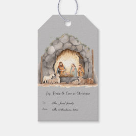 Etiquetas Para Regalos Personalizado acuarela Vintage Navidad Natividad E