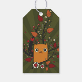 Etiquetas Para Regalos Personalizado amarillo Kitty Love Foliage