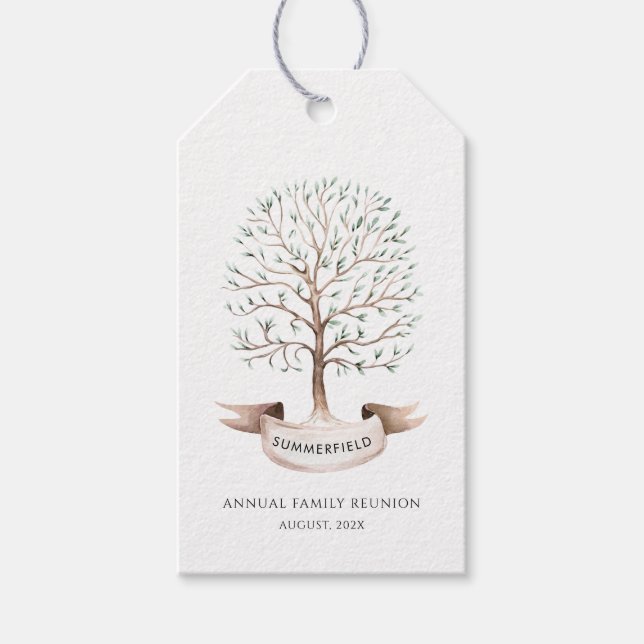 Etiquetas Para Regalos Personalizado Anual de Árbol de Reunión Familiar (Anverso)