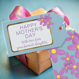 Etiquetas Para Regalos Personalizado azul rosado feliz día de la madre et