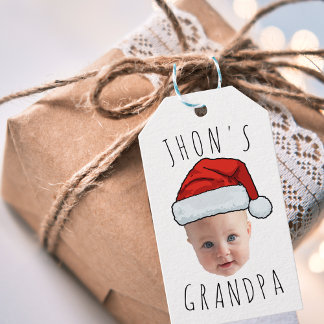Etiquetas Para Regalos Personalizado Baby Face Santa Hat Navidad Foto