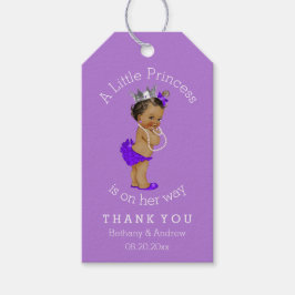 Etiquetas Para Regalos Personalizado Baby Shower morado de princesa étnic