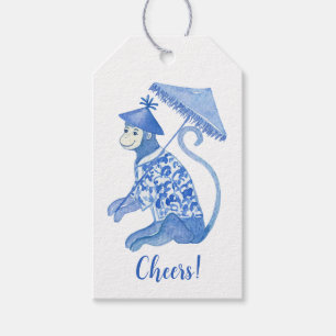 Etiquetas Para Regalos Personalizado Blue Chinoiserie Monkey