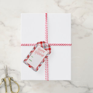 Etiquetas Para Regalos Personalizado Clásico Rojo Azul Rojo Azul Blanco P