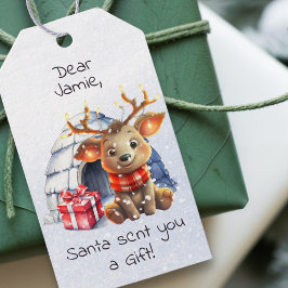 Etiquetas Para Regalos Personalizado Cute de Santa Reindeer, Navidades de