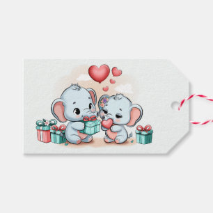 Etiquetas Para Regalos Personalizado Cute Elephant Lover Día de San Valen