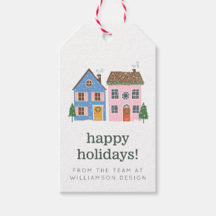 Etiquetas Para Regalos Personalizado Cute Navidades Casas Felices Fiestas
