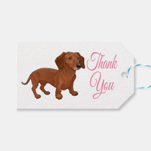 Etiquetas Para Regalos Personalizado Dachshund Brown Puppy Dog Gracias