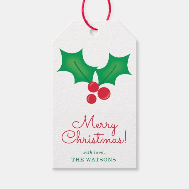 Etiquetas Para Regalos Personalizado de Acebo (Anverso)