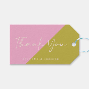 Etiquetas Para Regalos Personalizado de bloques de color verde rosado mod