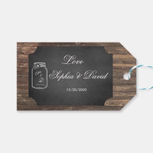 Etiquetas Para Regalos Personalizado de Boda Rústico Único Mason Jar Chal