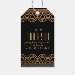 Etiquetas Para Regalos Personalizado de fans del Gold Art Deco Foto Graci